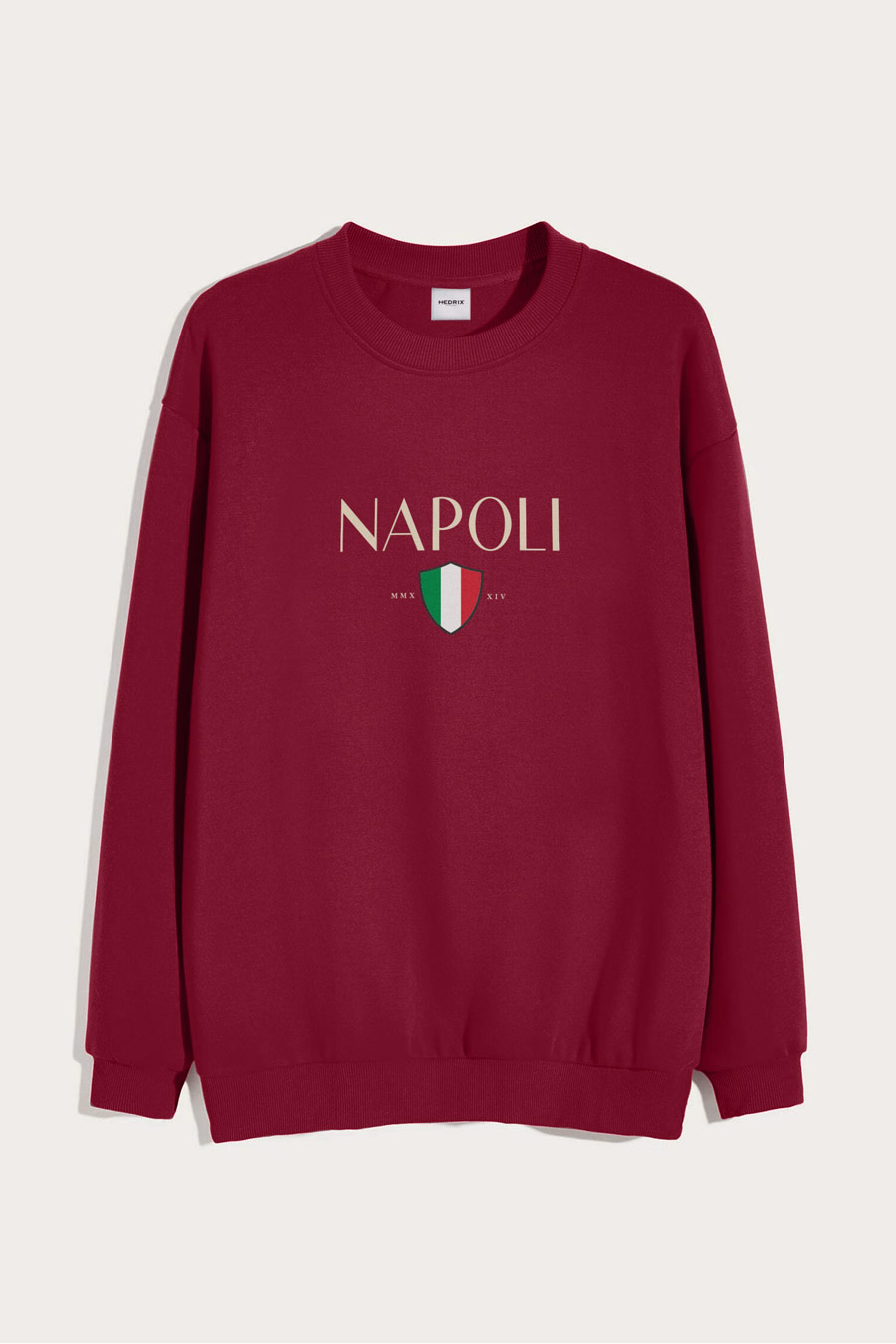 Levně Mikina, Barva Bordó, s Potiskem Napoli