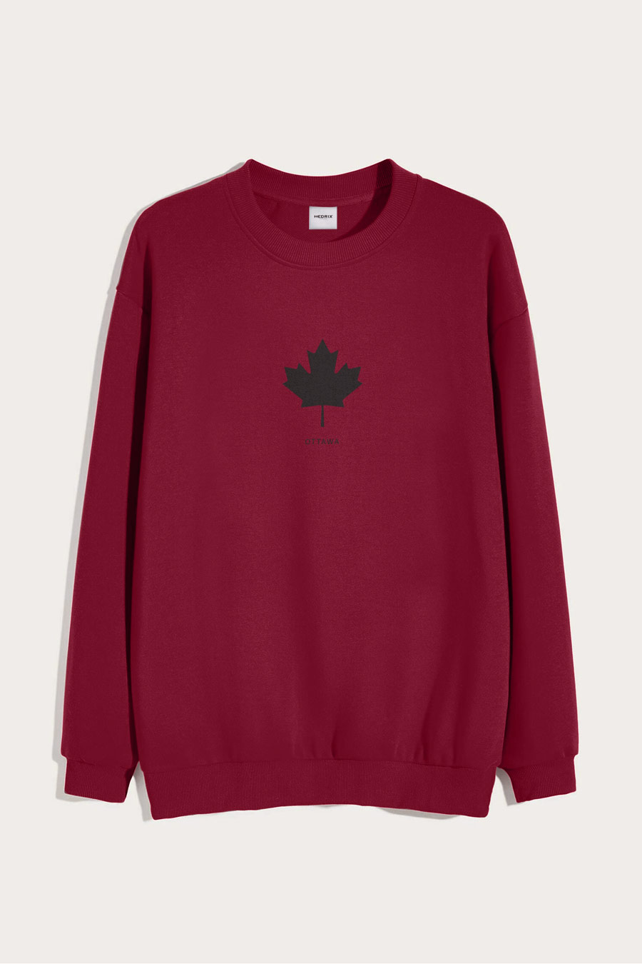 Levně Mikina, Barva Bordó, s Potiskem Ottawa Canada