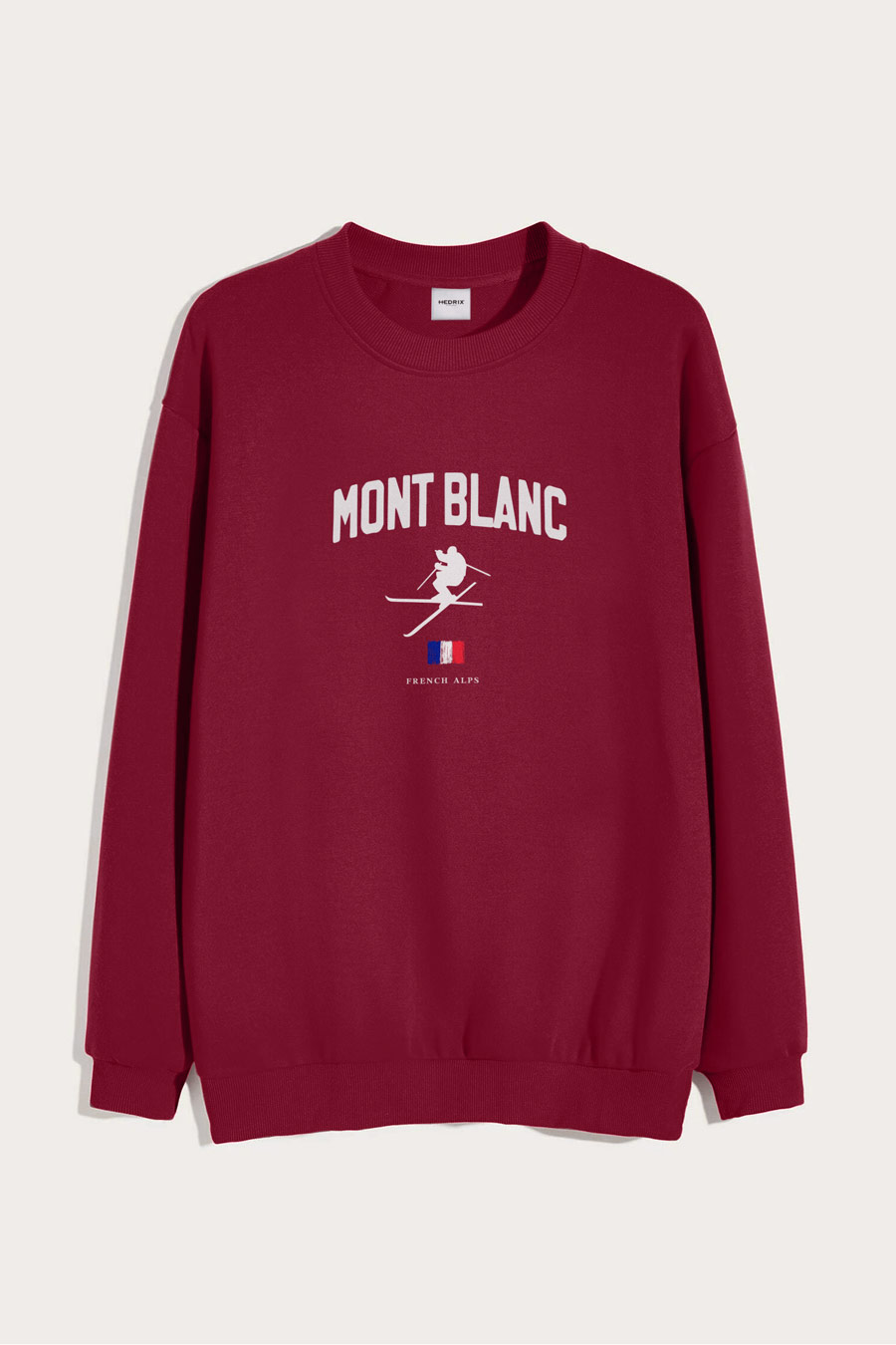 Levně Mikina, Barva Bordó, s Potiskem Mont Blanc Alps