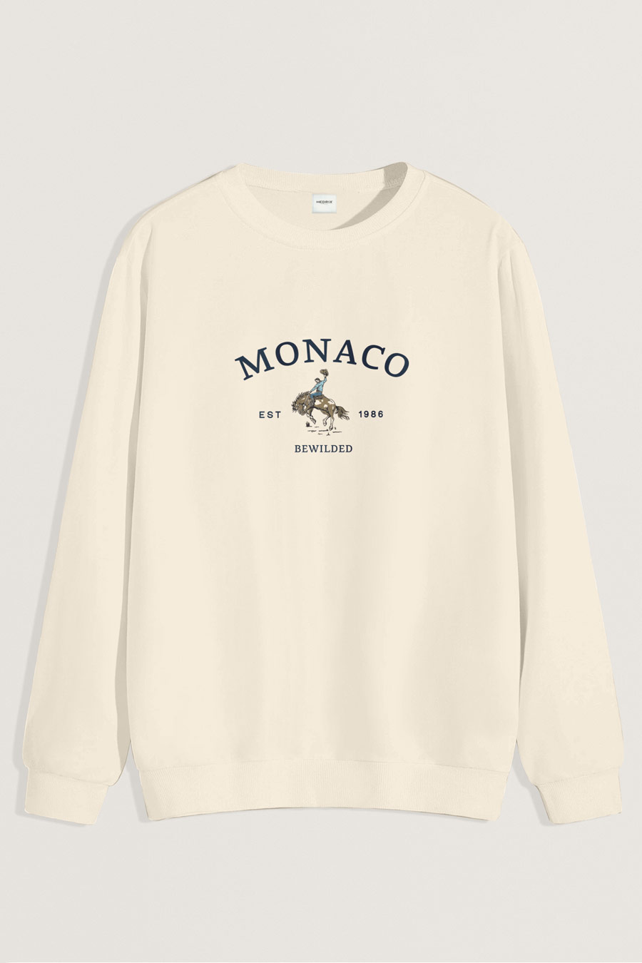 Levně Mikina, Barva Ekru, s Potiskem Monaco 1986