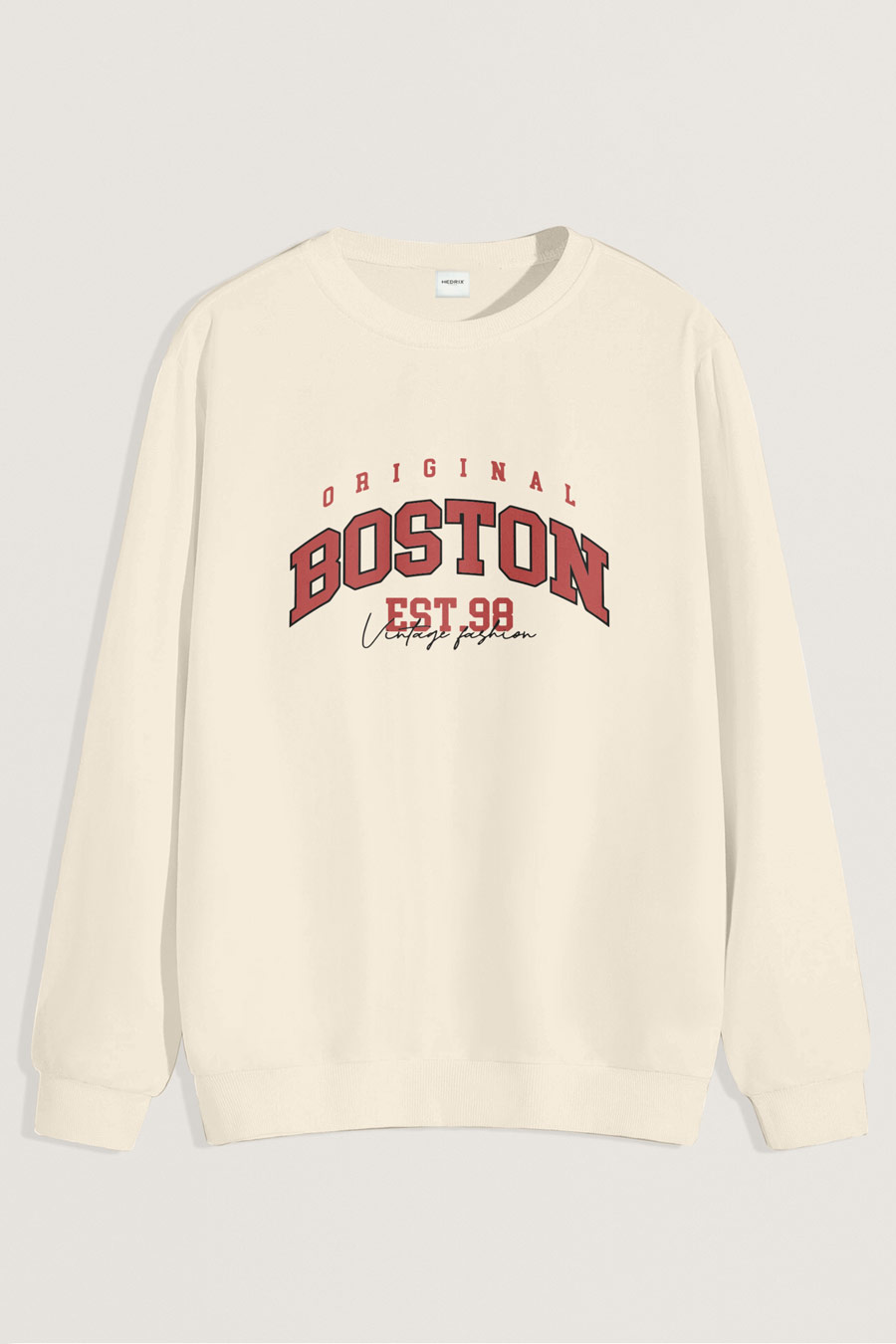 Levně Mikina, Barva Ekru, s Potiskem Boston Original