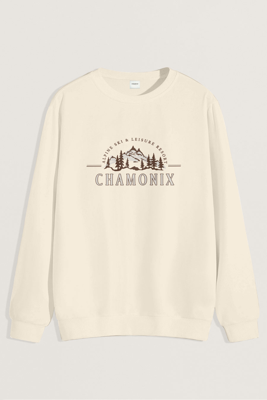Levně Mikina, Barva Ekru, s Potiskem Chamonix Ski Resorts