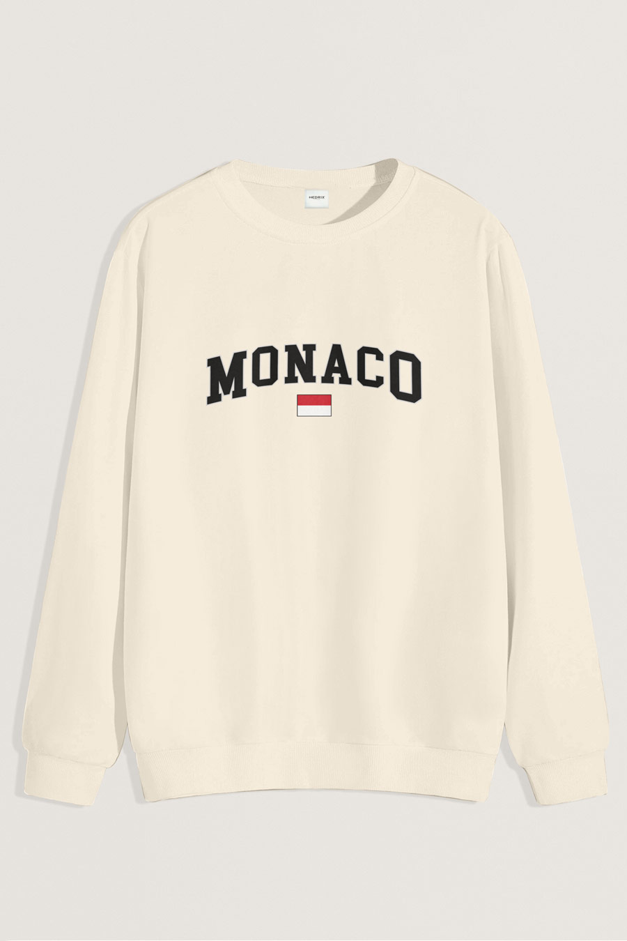 Levně Mikina, Barva Ekru, s Potiskem Monaco Flag