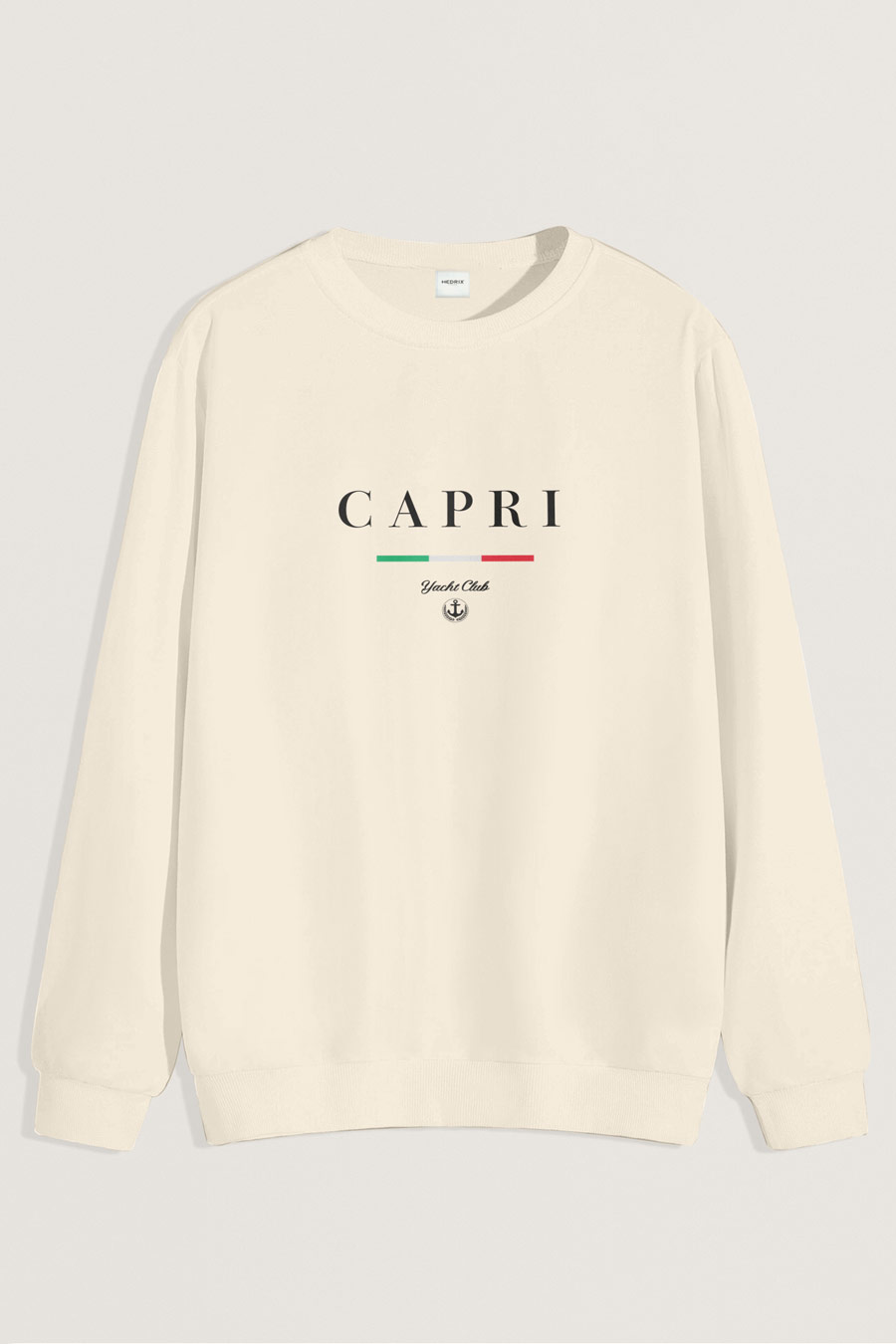 Levně Mikina, Barva Ekru, s Potiskem Capri Yacht Club