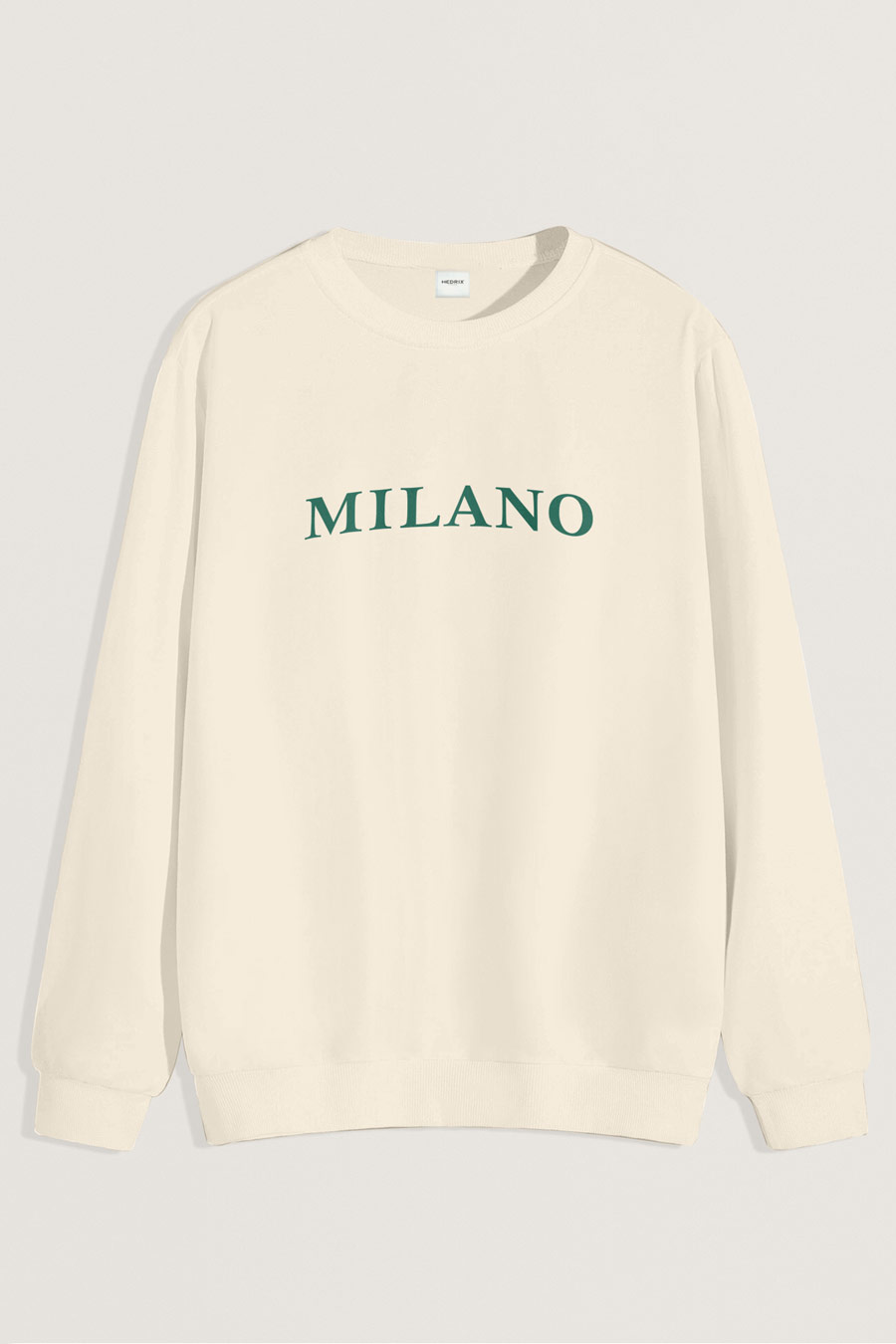 Levně Mikina, Barva Ekru, s Potiskem Milano Green