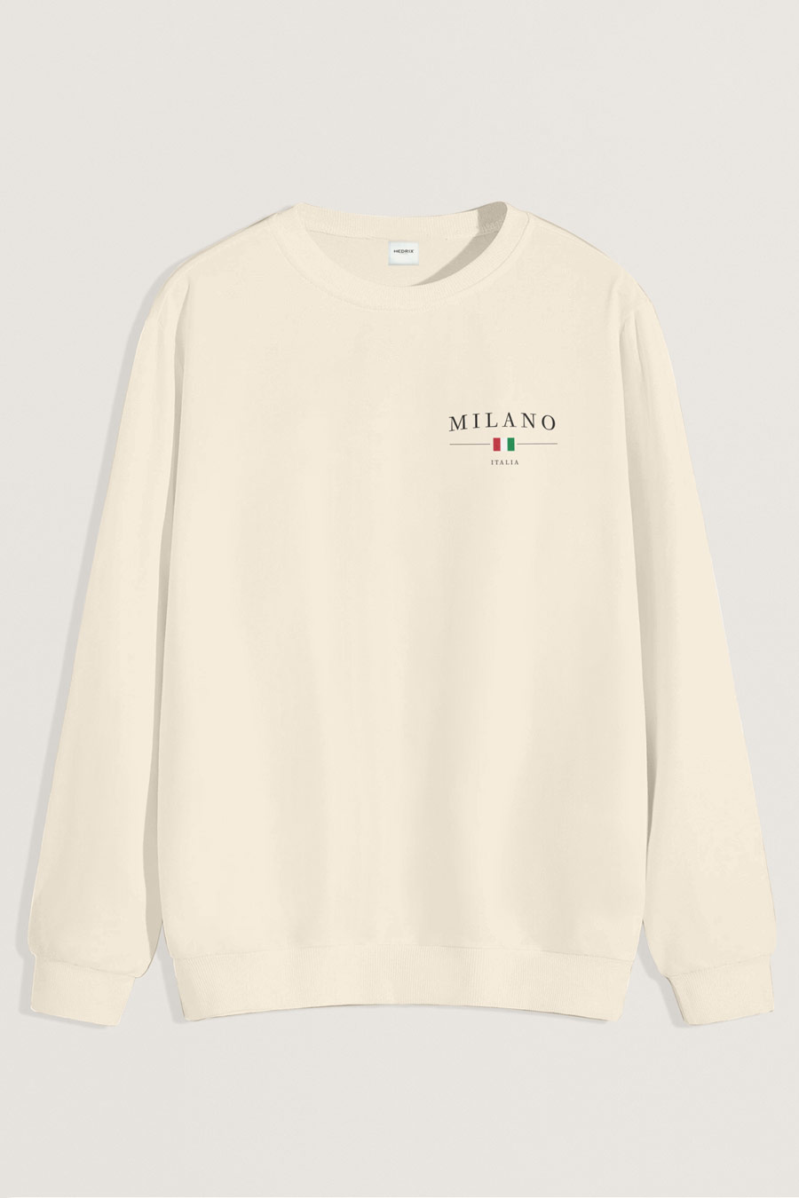 Levně Mikina, Barva Ekru, s Potiskem Milano Italia Minimal