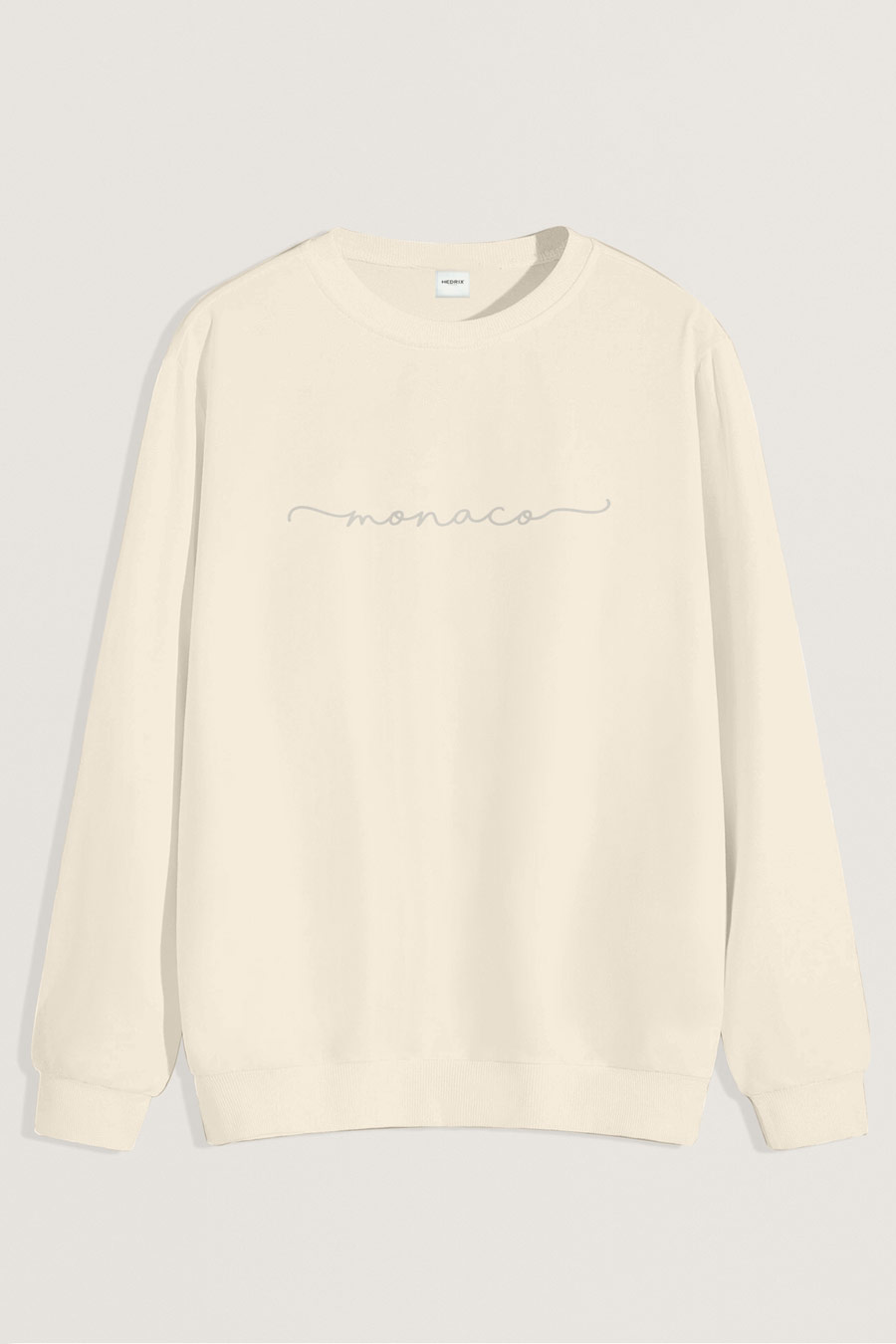 Levně Mikina, Barva Ekru, s Potiskem Monaco Calligraphy Grey
