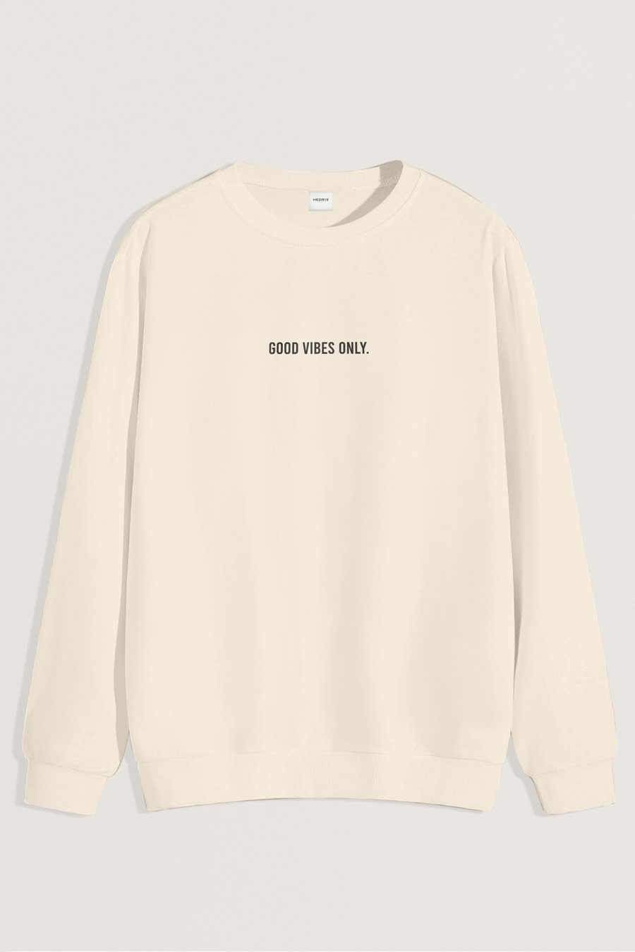 Levně Mikina, Barva Ekru, s Potiskem Good Vibes Only