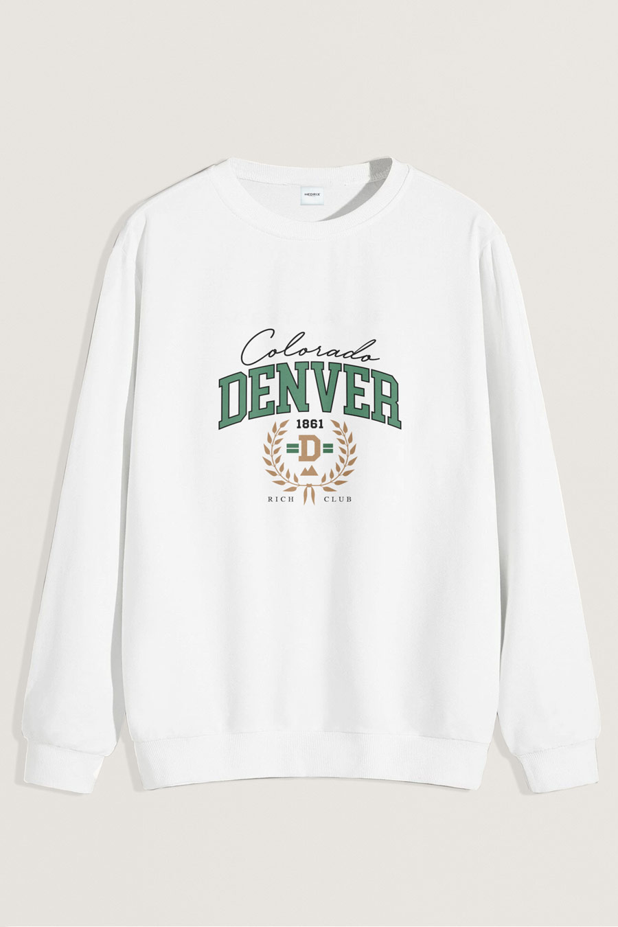 Levně Mikina, Barva Bílá, s Potiskem Denver Rich Club