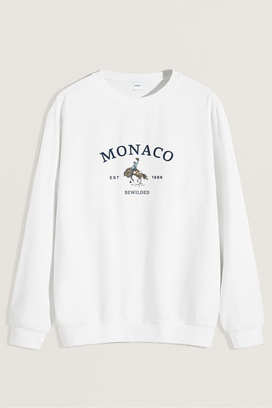 Levně Mikina, Barva Bílá, s Potiskem Monaco 1986