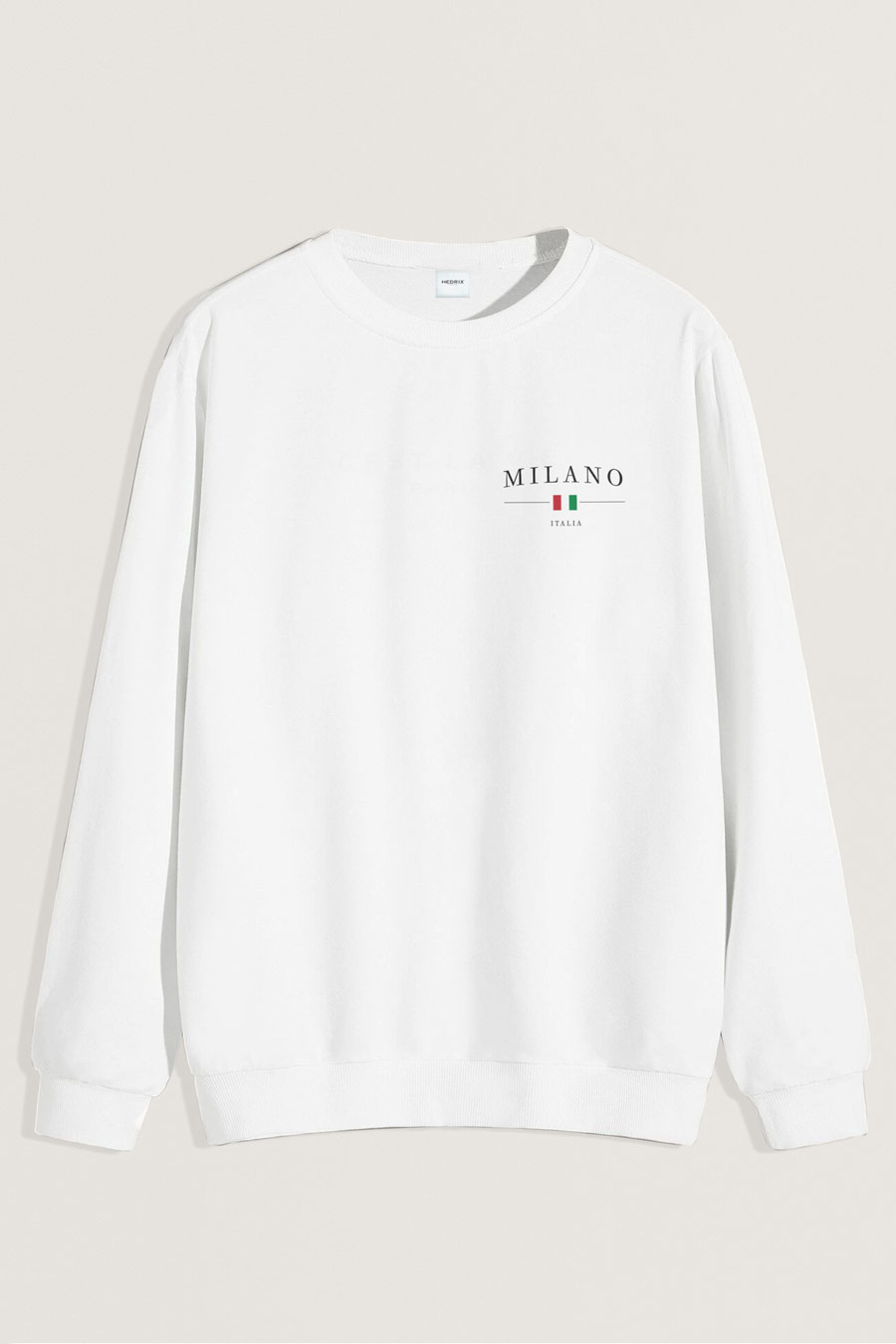 Levně Mikina, Barva Bílá, s Potiskem Milano Italia Minimal