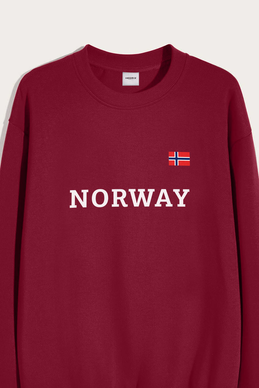Levně Mikina, Barva Bordó, s Potiskem Norway