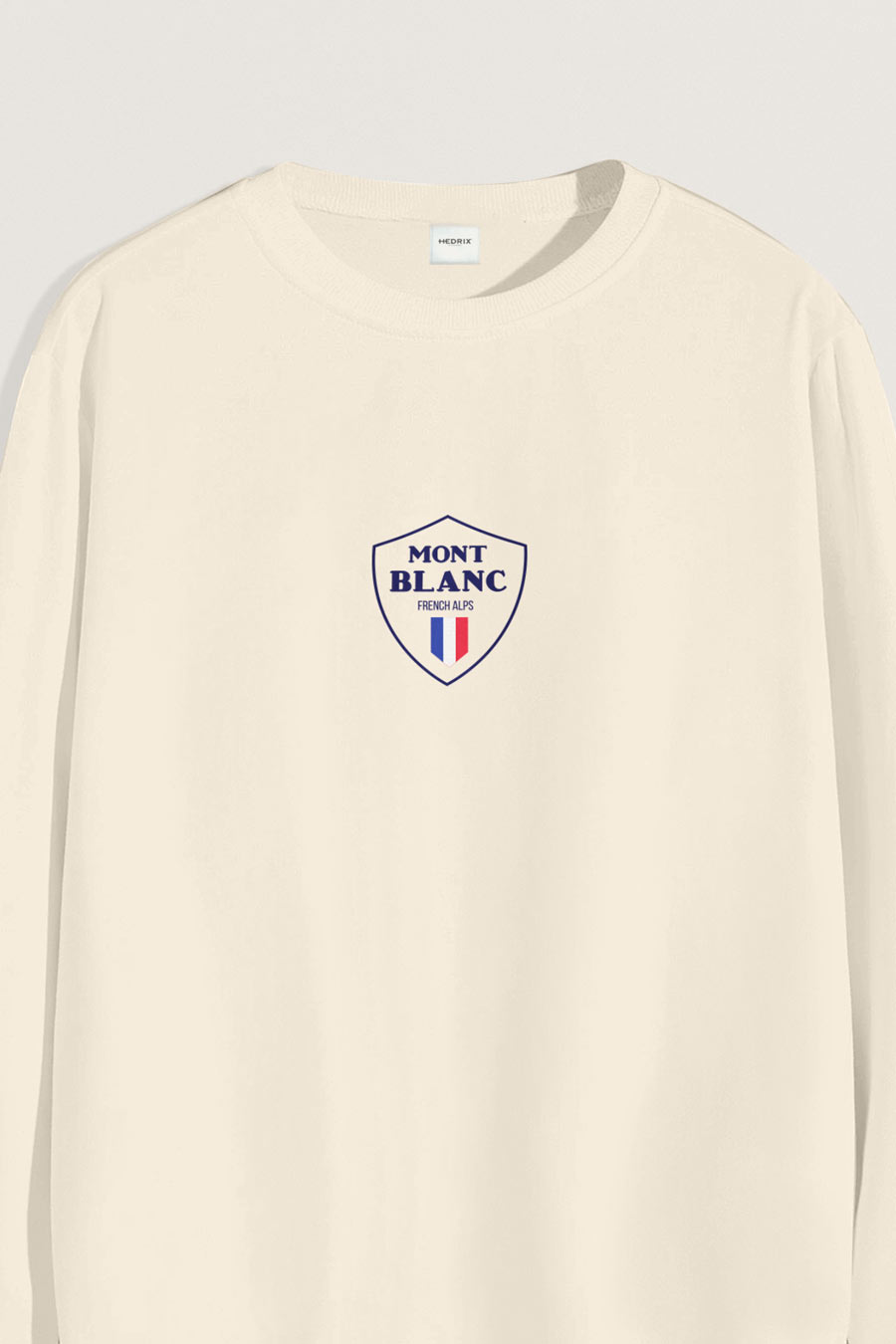 Levně Mikina, Barva Ekru, s Potiskem Mont Blanc Flag