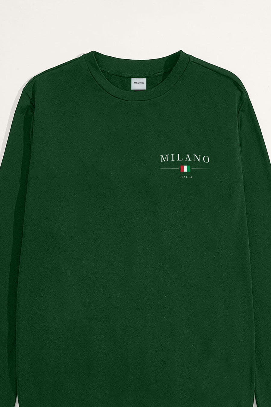 Levně Mikina, Barva Zelená, s Potiskem Milano Italia Minimal