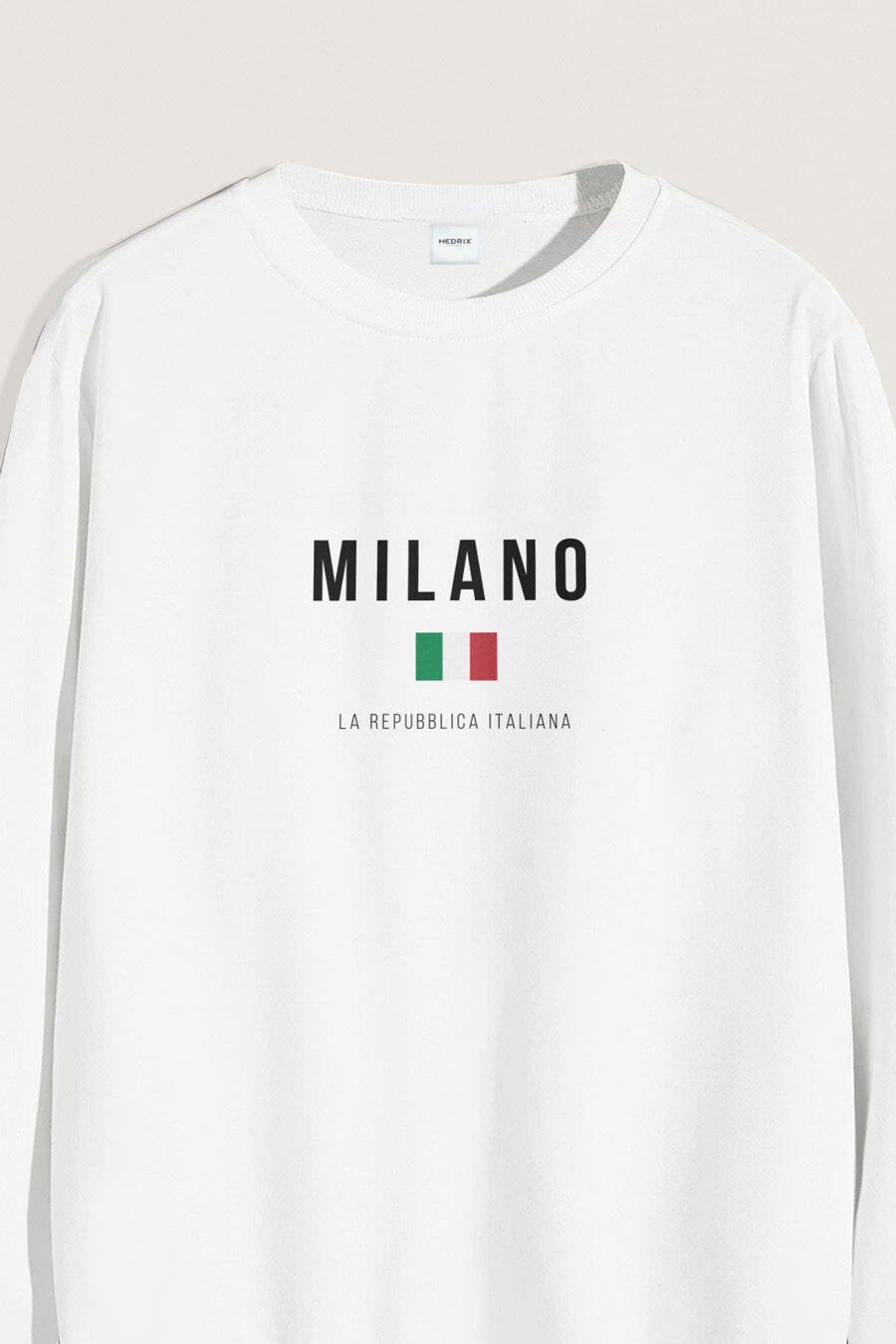 Levně Mikina, Barva Bílá, s Potiskem Milano La Repubblica
