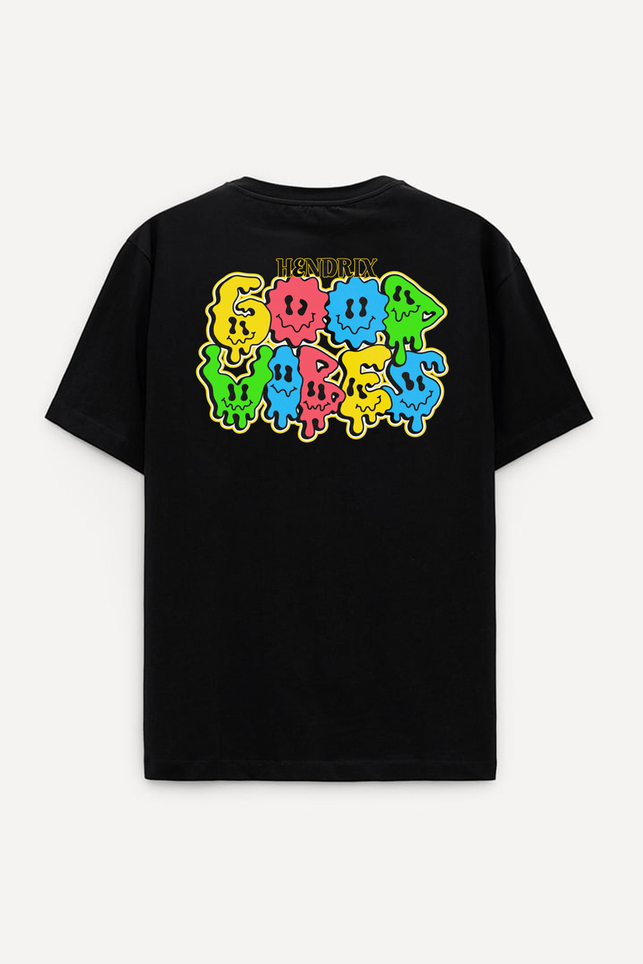 Levně Oversized Tričko, Barva Černá, s Potiskem Trippy Vibez