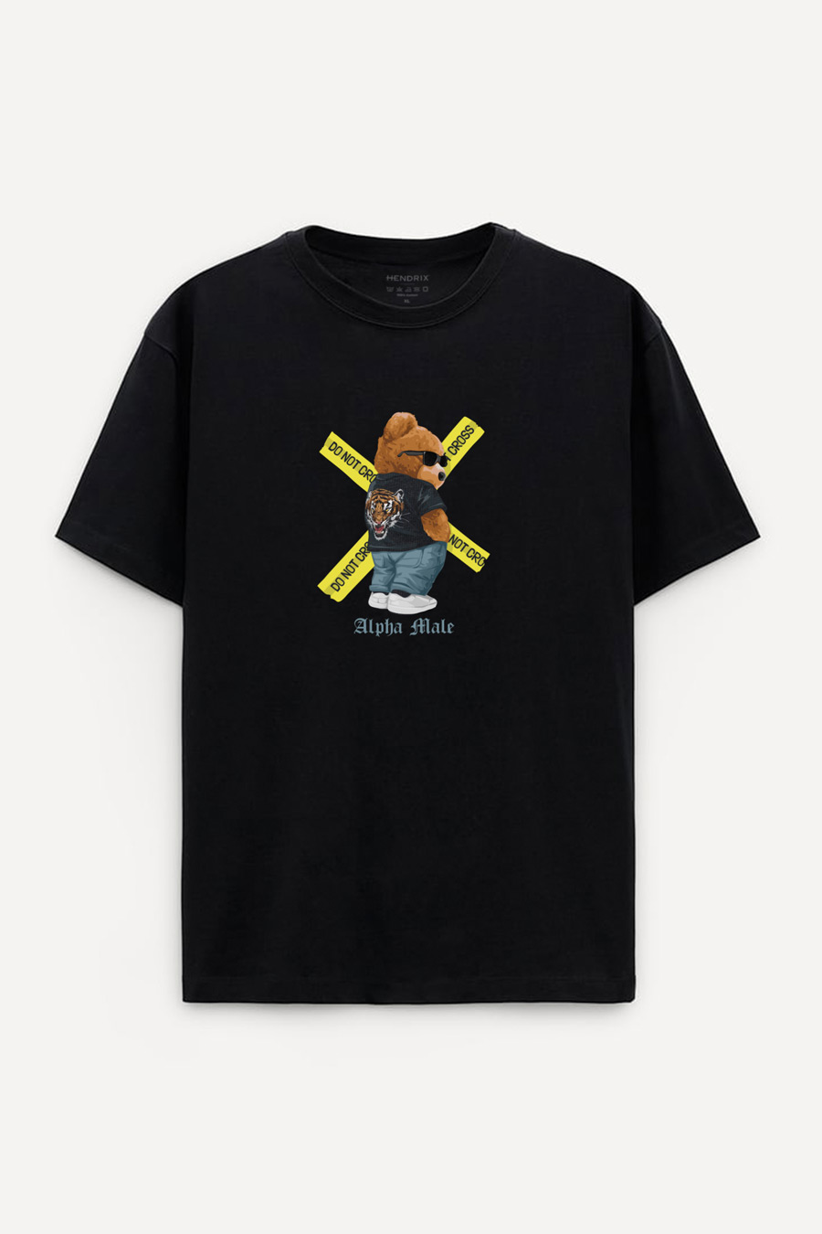 Levně Oversized Tričko, Barva Černá, s Potiskem Alpha Male Teddy
