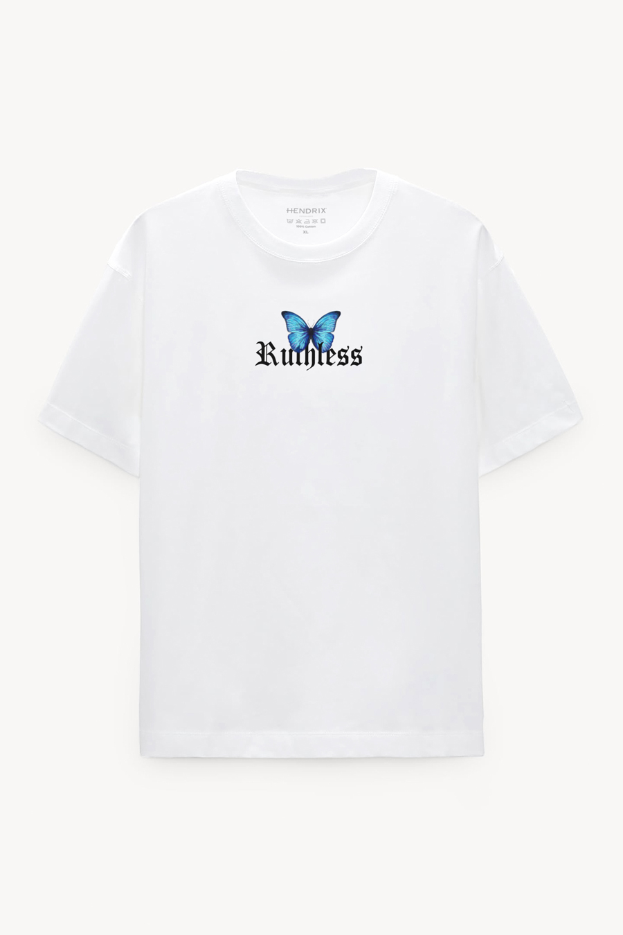 Levně Oversized Tričko, Barva Bílá, s Potiskem Ruthless Butterflies