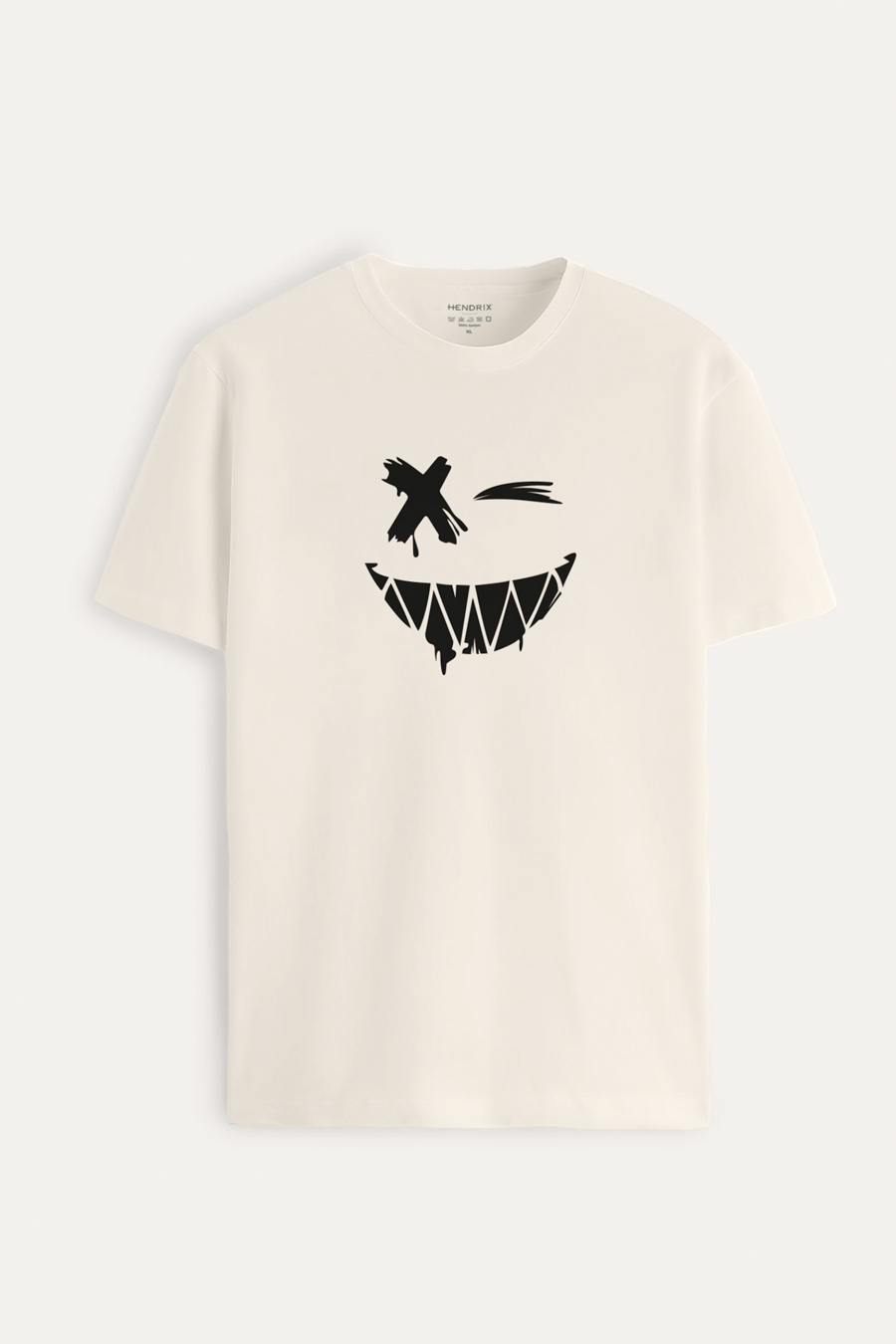 Levně Tričko, Barva Ekru, s Potiskem Angry Smiley