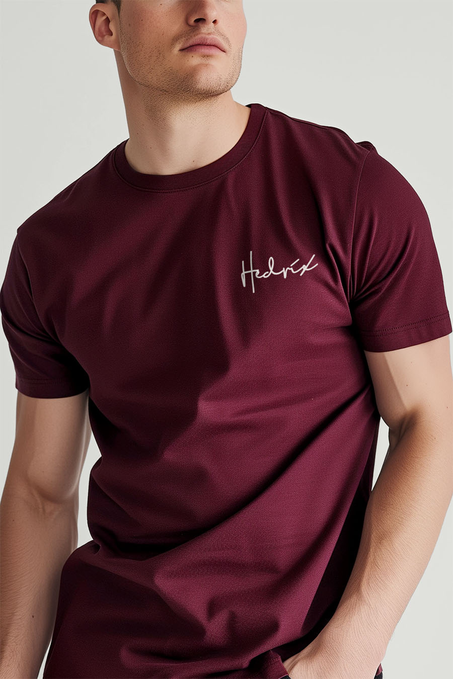 Tričko, Barva Bordó , s Potiskem Hedrix Handwriting · záber 9