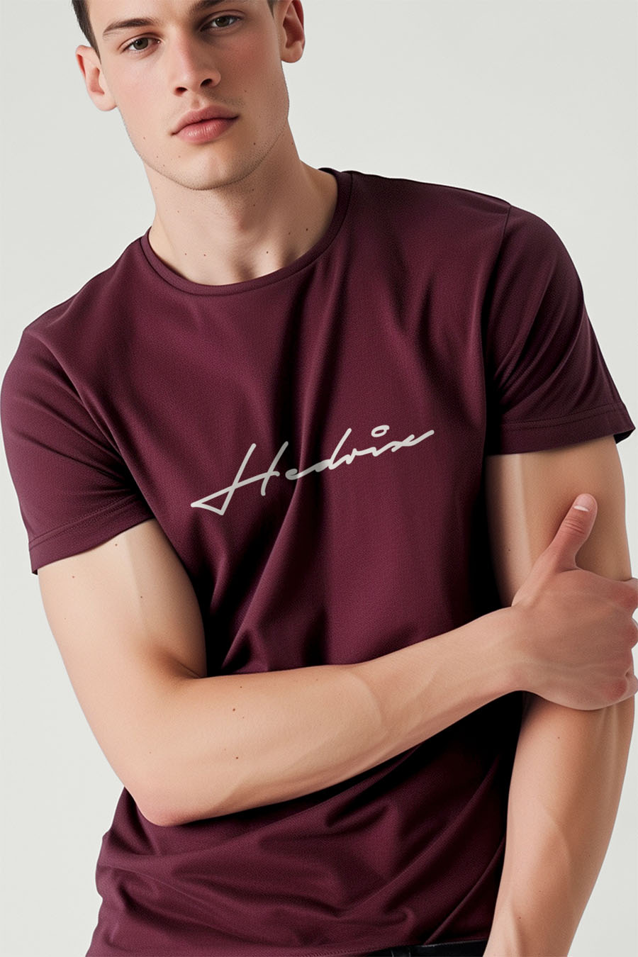 Tričko, Barva Bordó , s Potiskem Hedrix Calligraphy · záber 9
