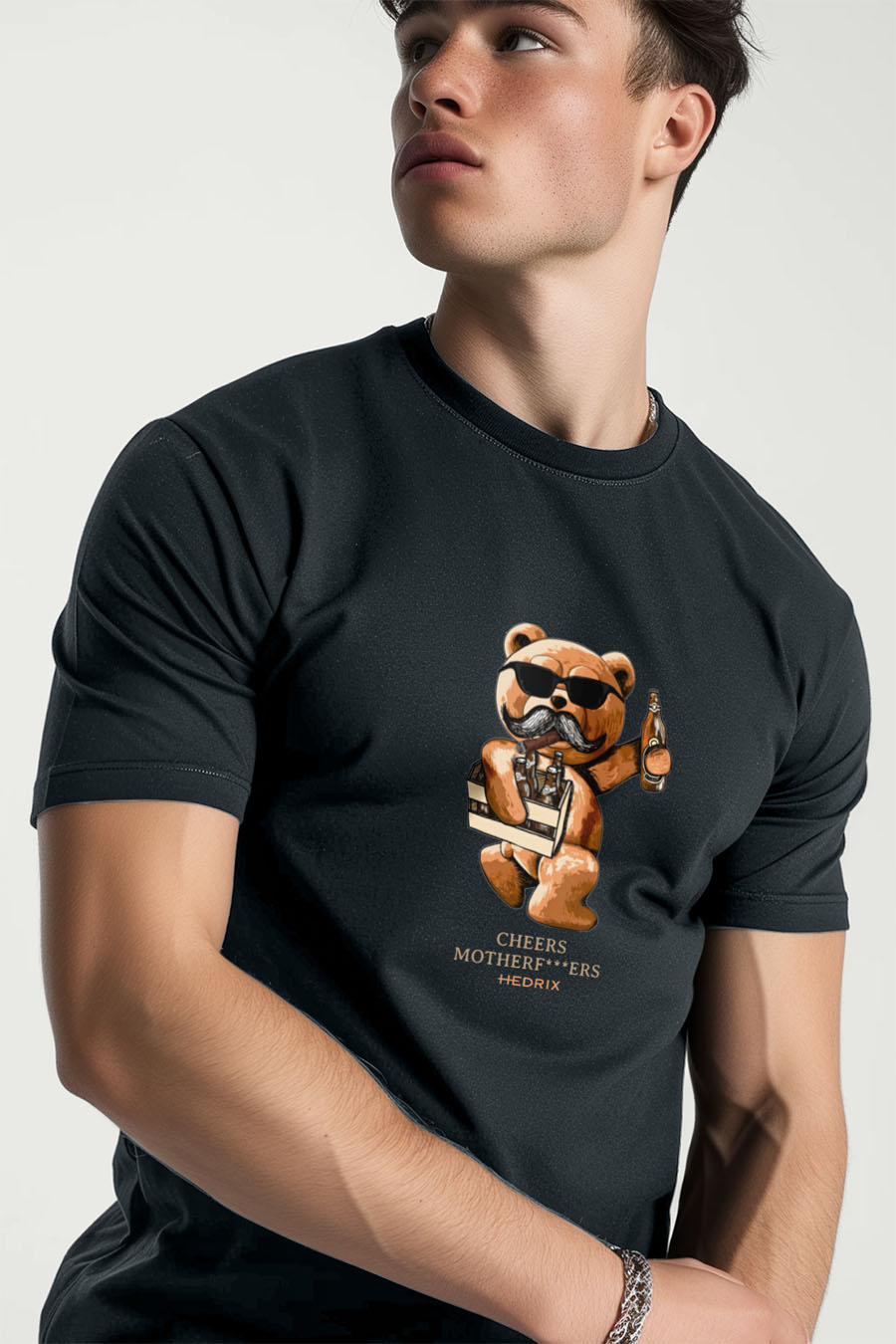 Tričko, Barva Železitě Šedá, s Potiskem Cheers Teddy · záber 9