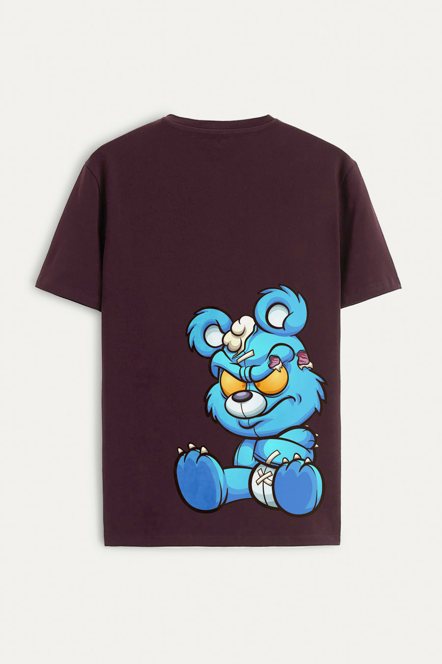 Levně Tričko, Barva Bordó , s Potiskem Mad Blue Bear
