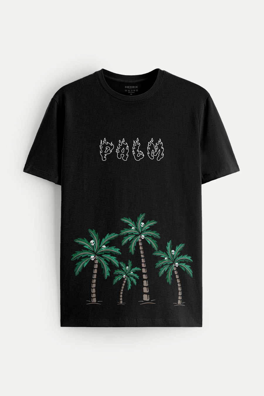 Levně Tričko, Barva Černá, s Potiskem Palm Trees