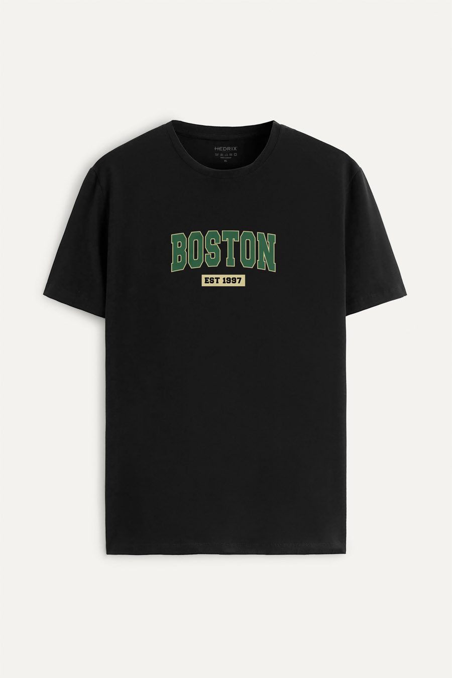 Tričko, Barva Černá, s Potiskem Boston Vintage