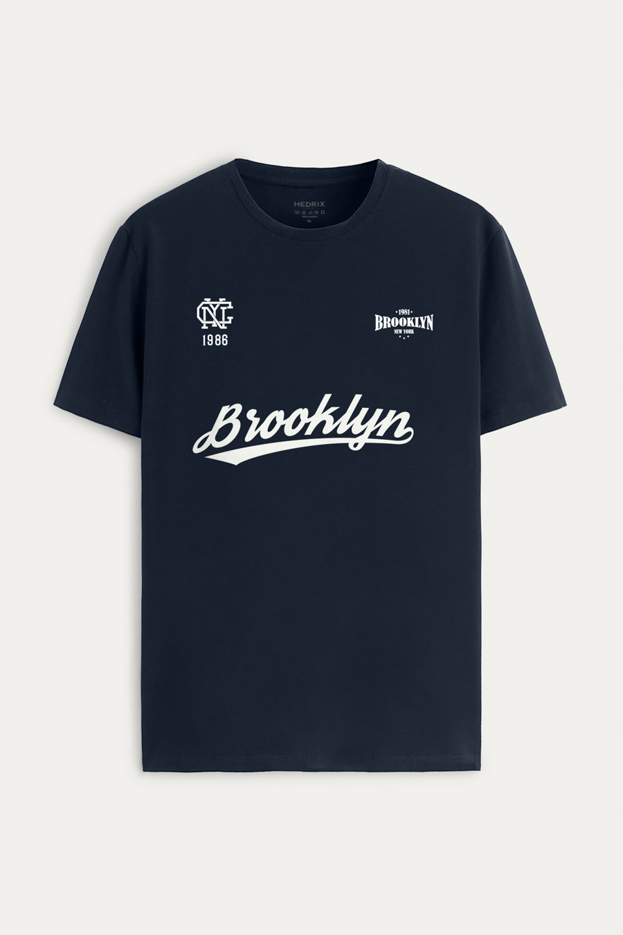 Tričko, Barva Modrá, s Potiskem Brooklyn 1986