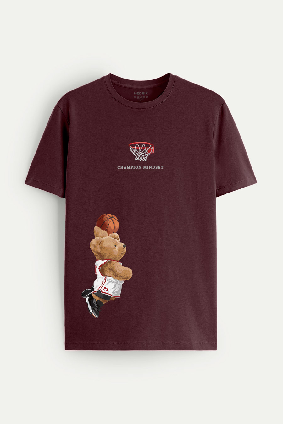Levně Tričko, Barva Bordó , s Potiskem Champion Mindset Teddy