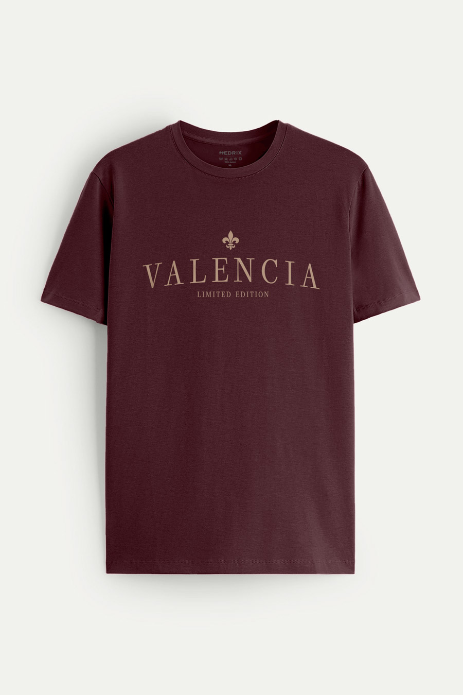 Levně Tričko, Barva Bordó , s Potiskem Valencia Limited