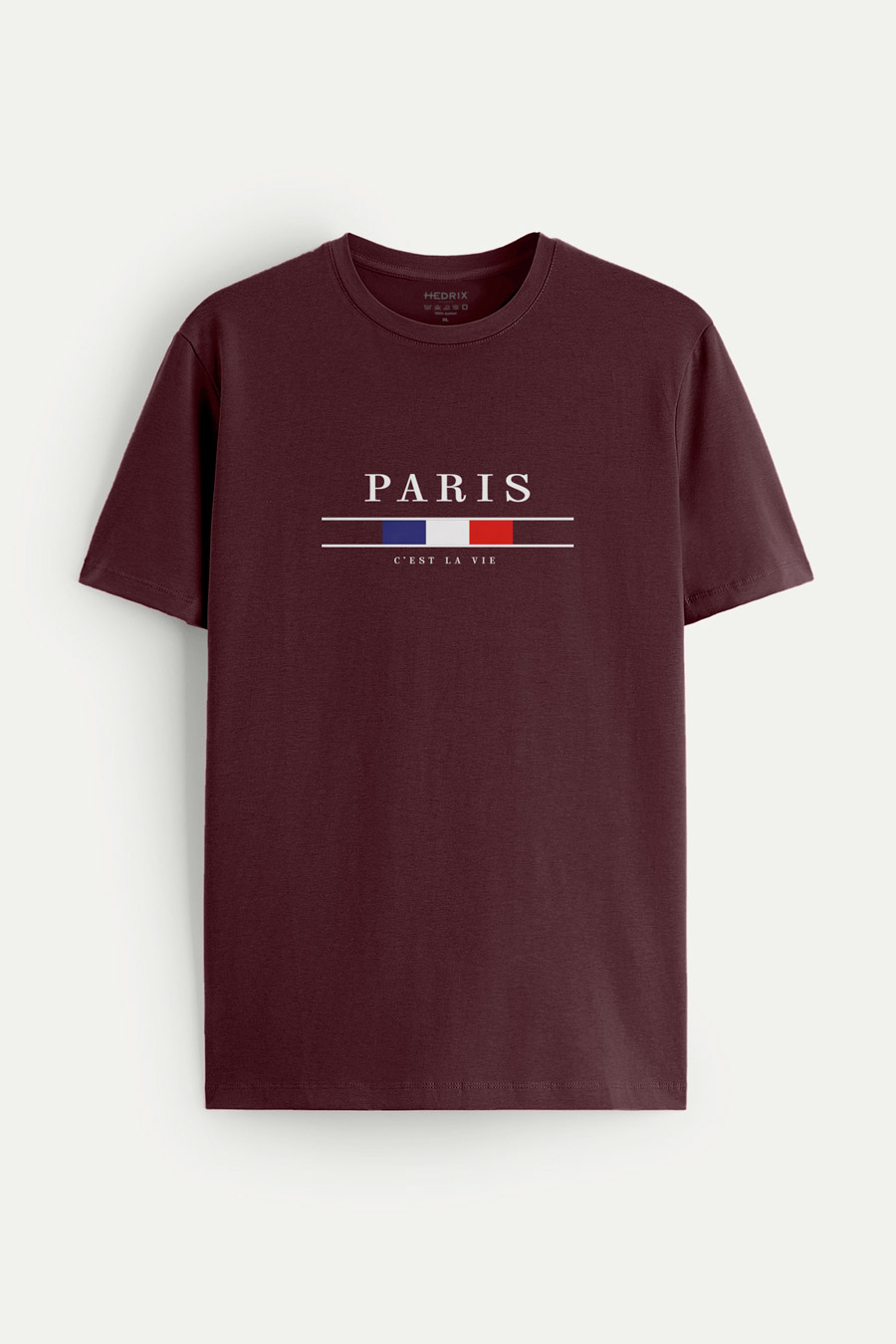 Levně Tričko, Barva Bordó , s Potiskem Paris La Vie