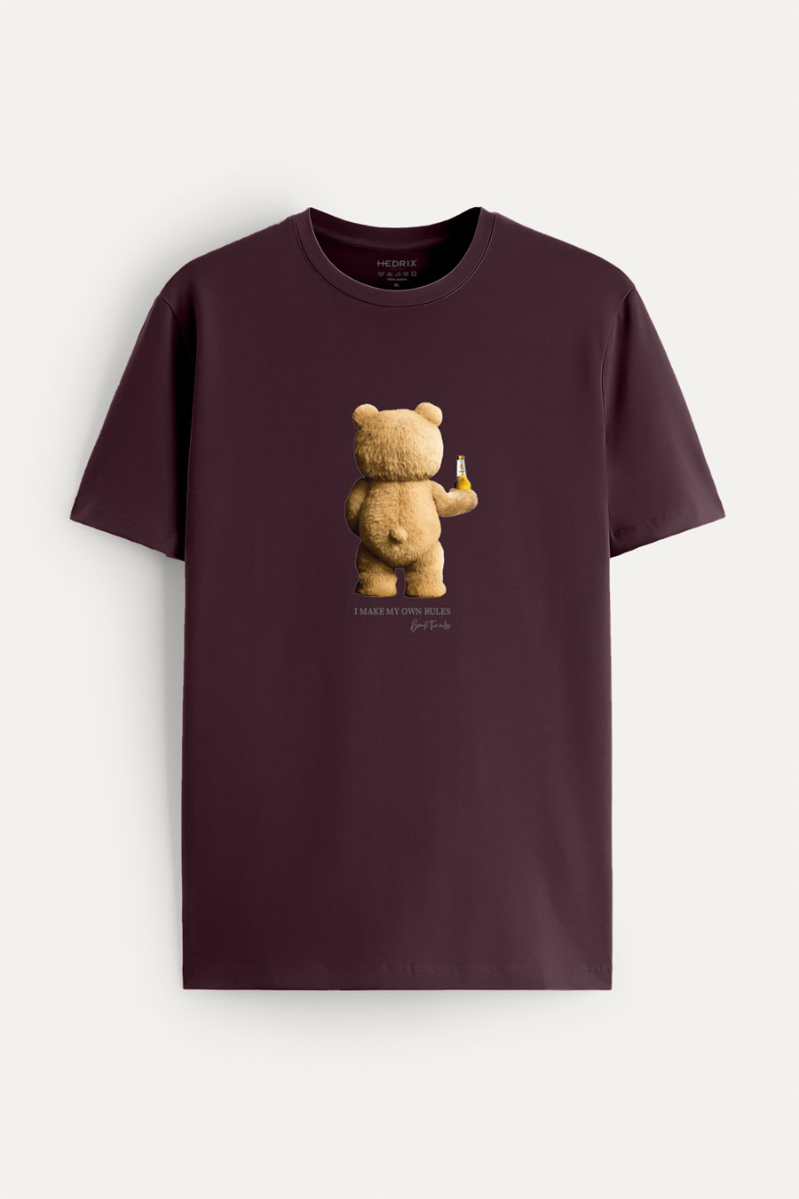 Levně Tričko, Barva Bordó, s Potiskem My Own Rules Teddy