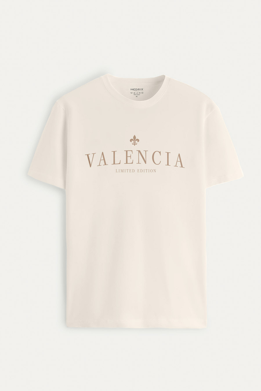Levně Tričko, Barva Ekru, s Potiskem Valencia Limited