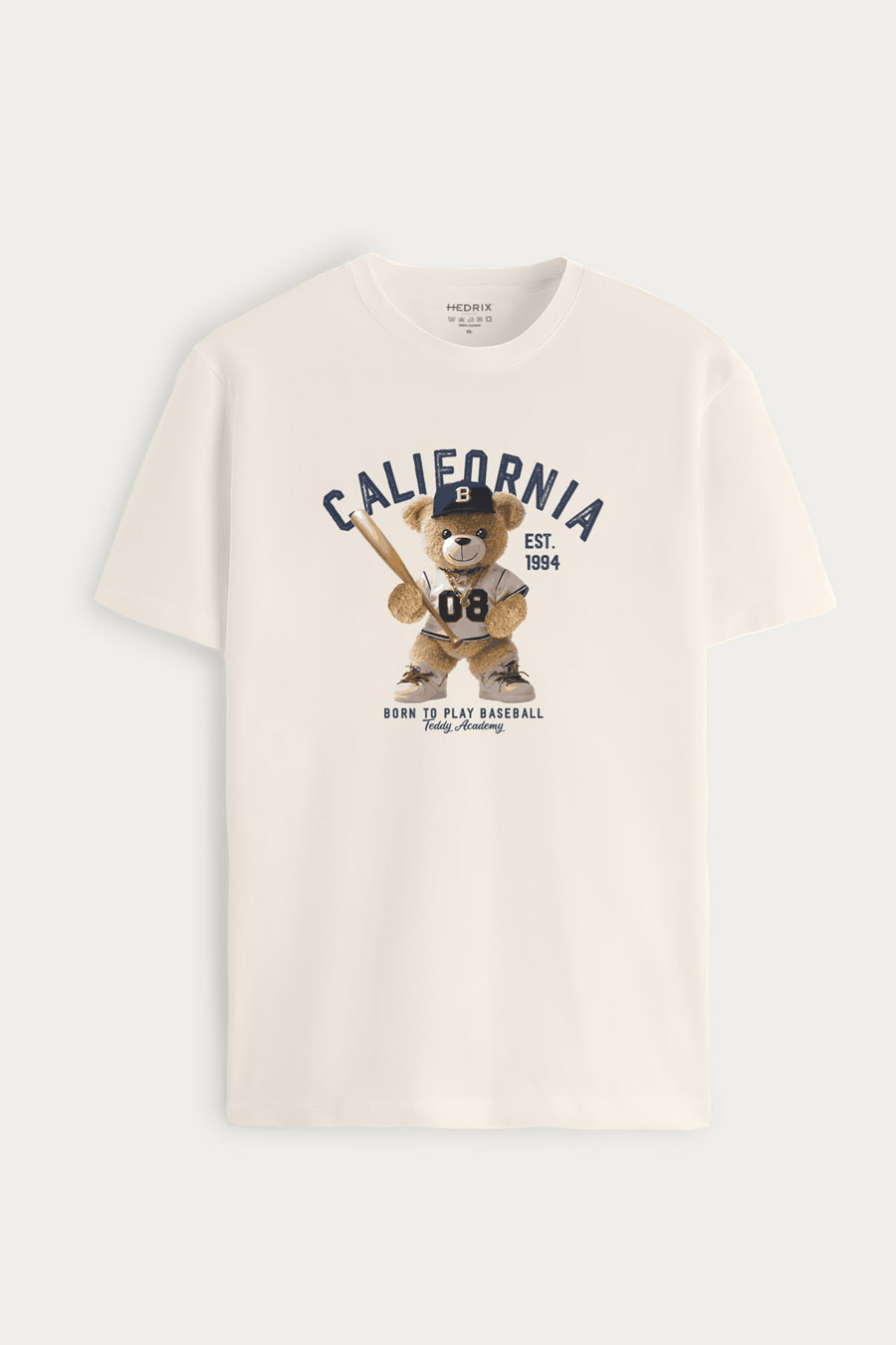 Levně Tričko, Barva Ekru, s Potiskem Cali Baseball Teddy