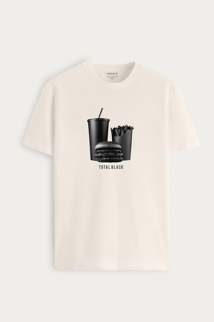 Tričko, Barva Ekru, s Potiskem Total Black Mood