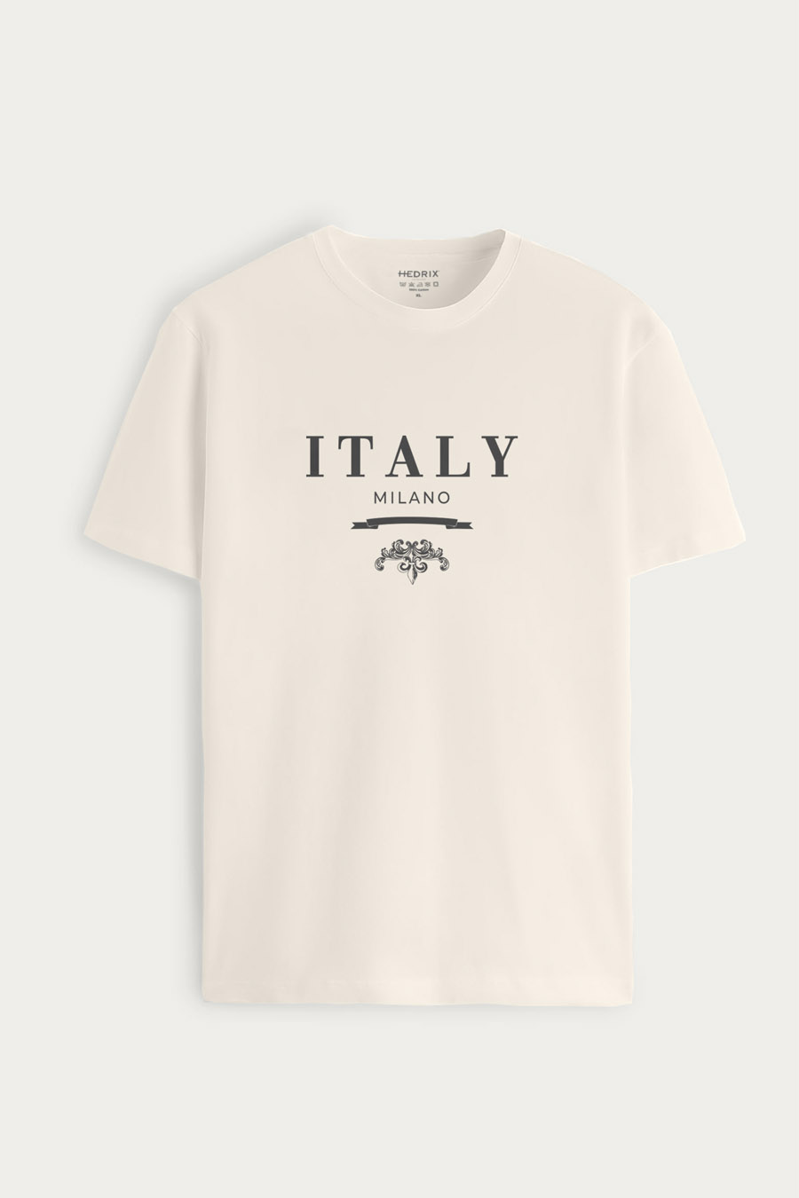 Tričko, Barva Ekru, s Potiskem Milano Italy