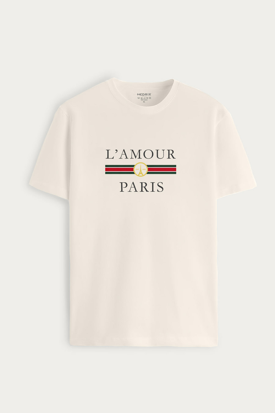 Tričko, Barva Ekru, s Potiskem L Amour Paris