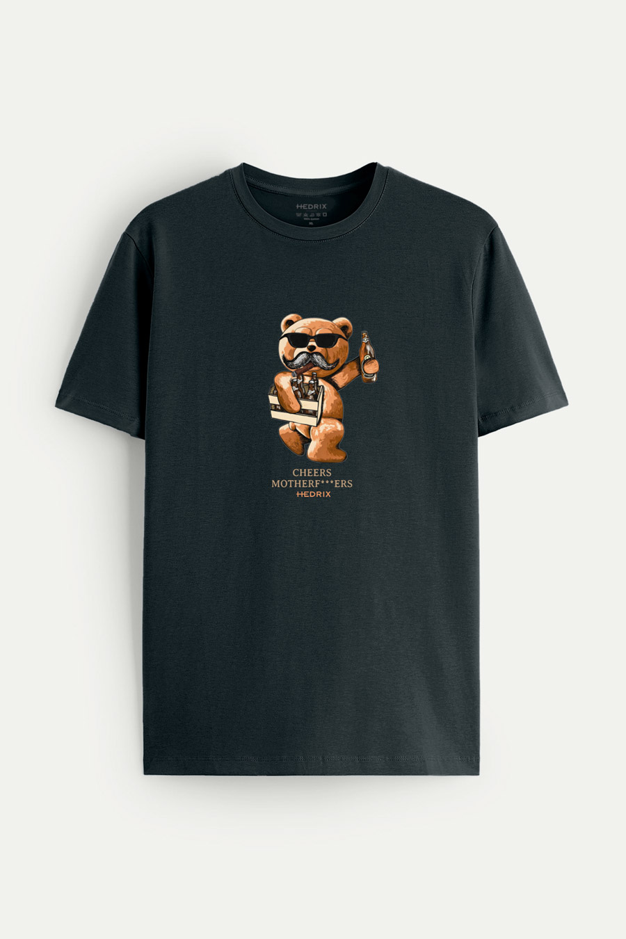 Levně Tričko, Barva Železitě Šedá, s Potiskem Cheers Teddy