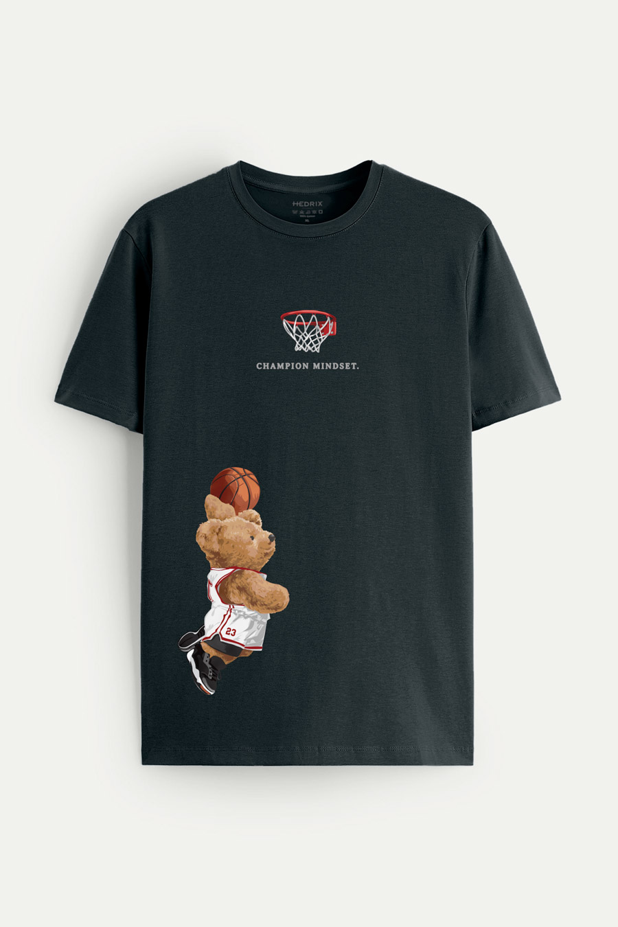 Levně Tričko, Barva Železitě Šedá, s Potiskem Champion Mindset Teddy