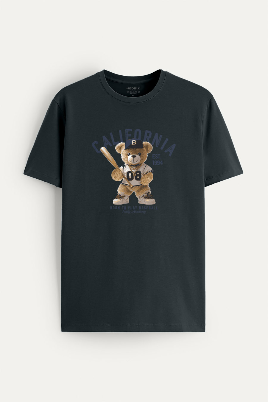 Tričko, Barva Železitě Šedá, s Potiskem Cali Baseball Teddy