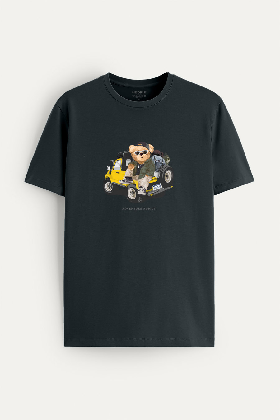 Tričko, Barva Železitě Šedá, s Potiskem Adventure Addict Teddy