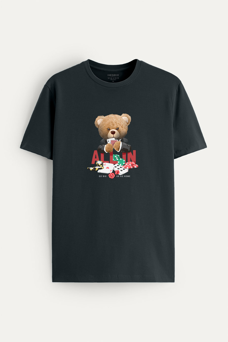Tričko, Barva Železitě Šedá, s Potiskem All In Teddy