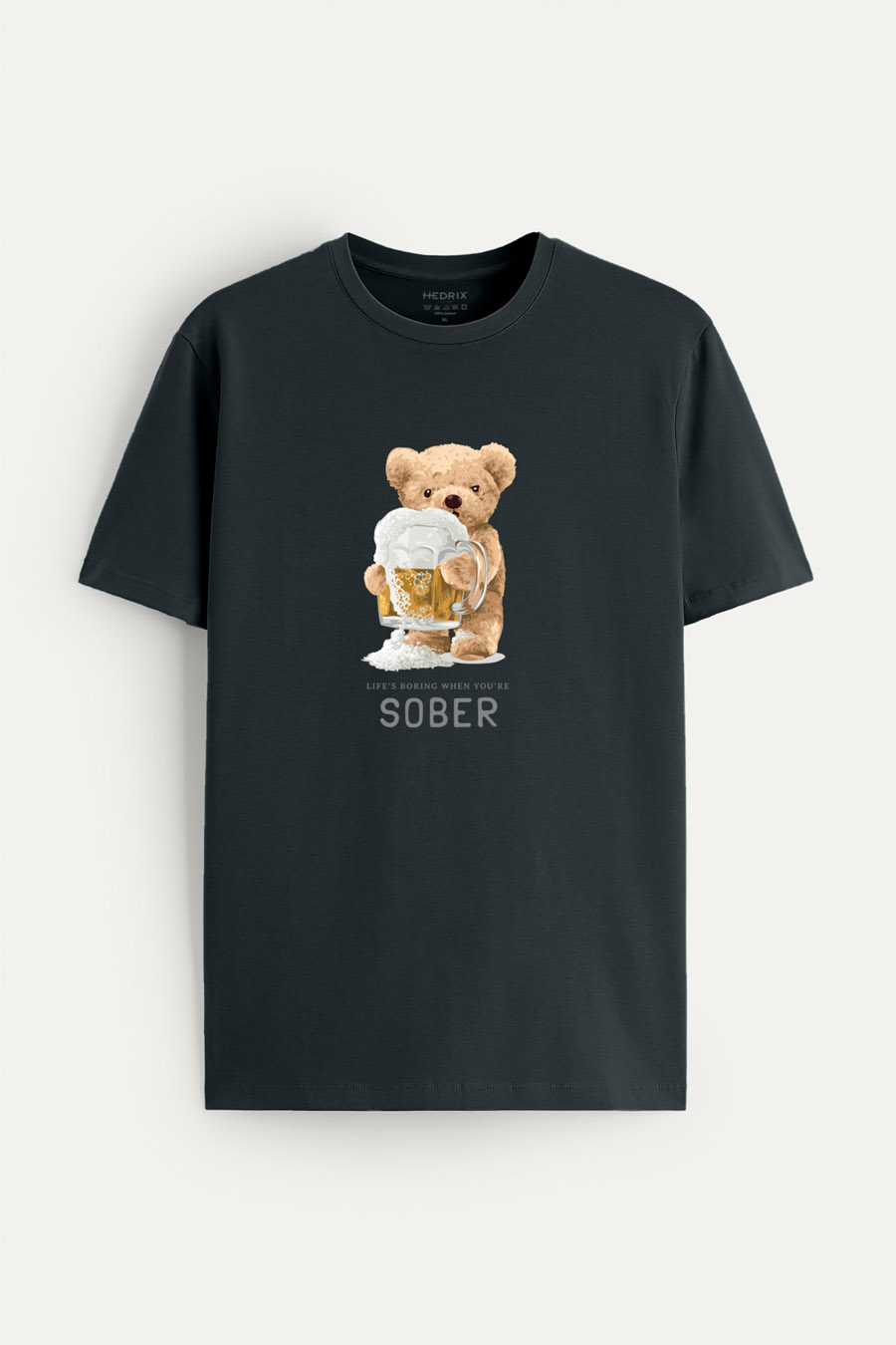 Tričko, Barva Železitě Šedá, s Potiskem Love My Beer Teddy