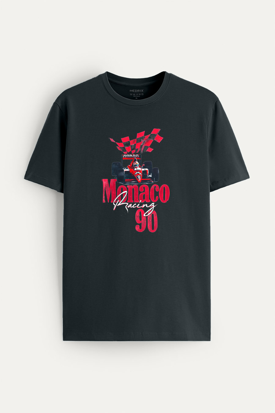 Tričko, Barva Železitě Šedá, s Potiskem Monaco Racing 90s