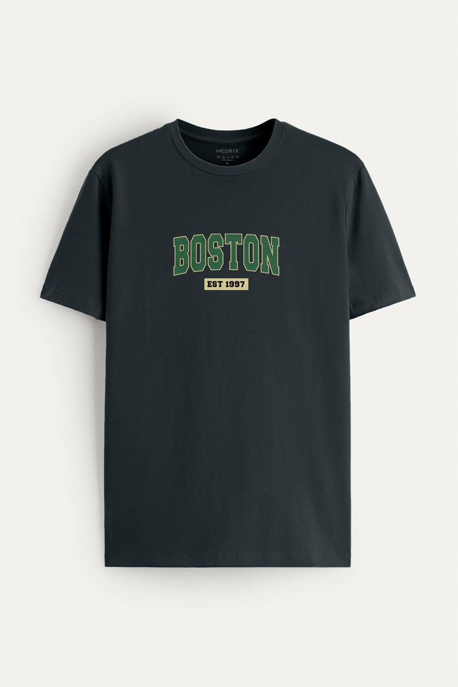 Tričko, Barva Železitě Šedá, s Potiskem Boston Vintage