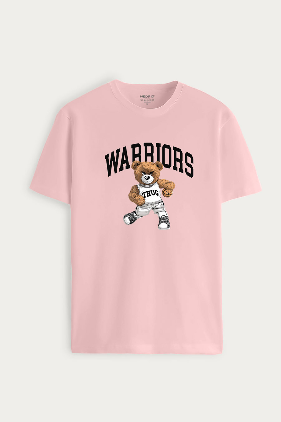 Tričko, Barva Růžová, s Potiskem Teddy Thug Baller