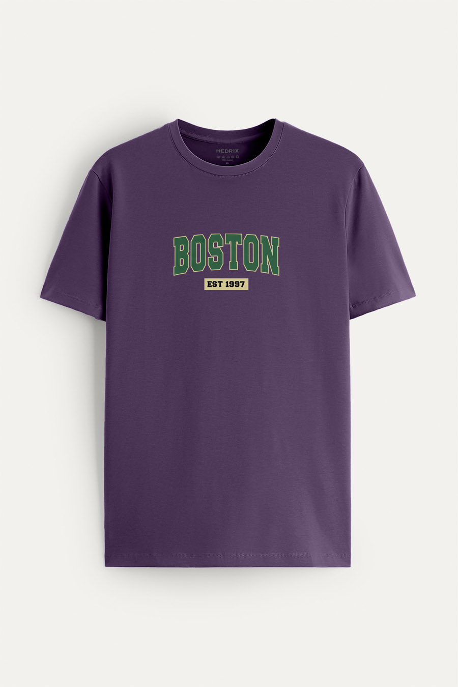 Tričko, Barva Fialová , s Potiskem Boston Vintage