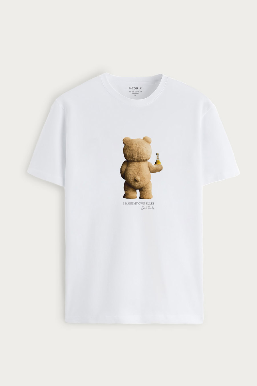Tričko, Barva Bílá, s Potiskem My Own Rules Teddy